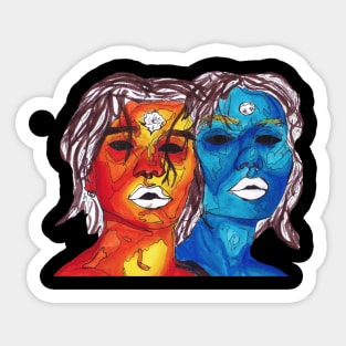 "the sun and moon" watercolor Sticker